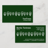 Carte De Visite Dix arbres - Blanc sur Vert foncé (Devant / Derrière)