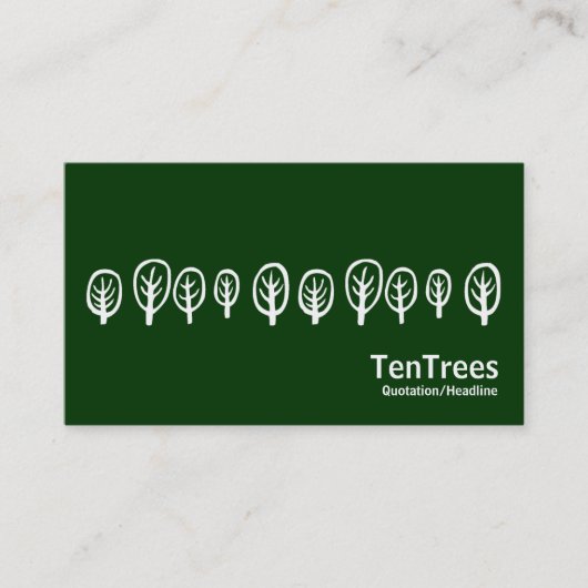 Carte De Visite Dix arbres - Blanc sur Vert foncé (Devant)