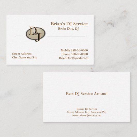 Carte de visite DJ (Devant / Derrière)