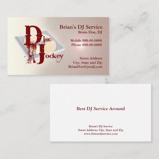 Carte de visite DJ (Devant / Derrière)