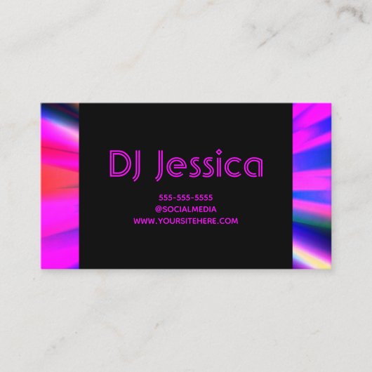 Carte De Visite DJ Abstrait Hot Pink Neon Lights Night Club (Devant)
