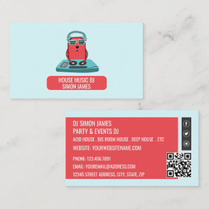 Carte De Visite DJ au Deck Cartoon, DJ professionnel