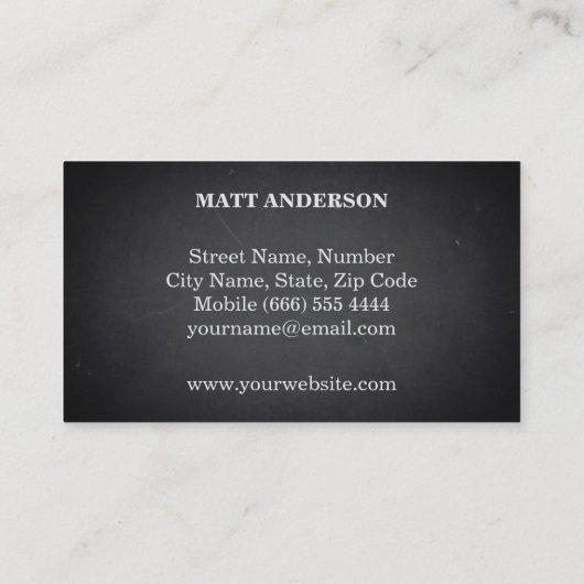 Carte De Visite DJ Bold Texte Cool Blackboard moderne (Dos)