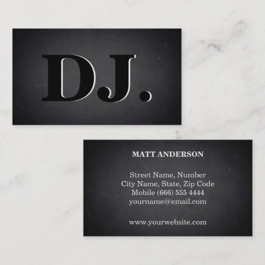 Carte De Visite DJ Bold Texte Cool Blackboard moderne (Devant / Derrière)