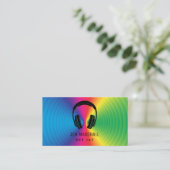 Carte De Visite DJ couleurs prisées écouteurs de musique (Debout devant)