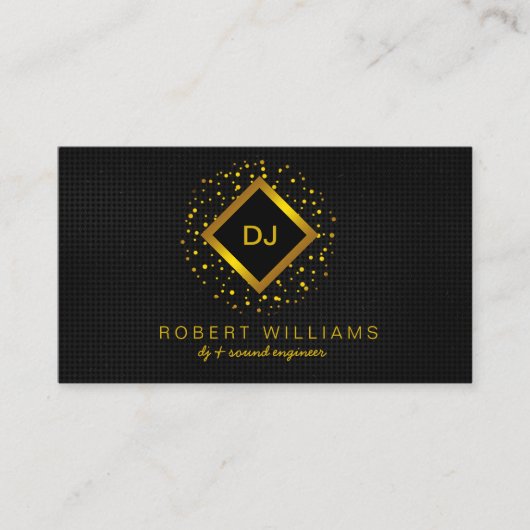 Carte De Visite DJ Deejay Professional Gold Faux Professeur de mus (Devant)