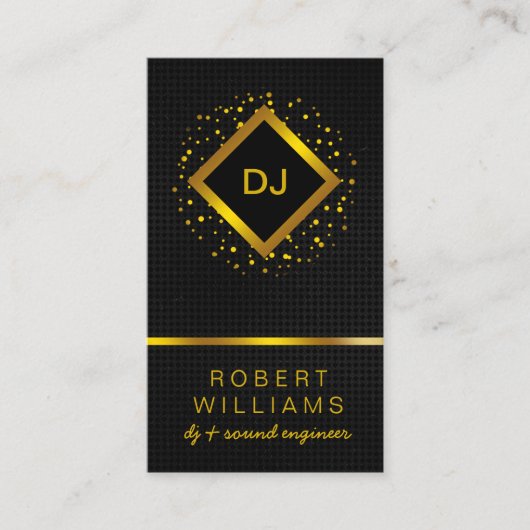 Carte De Visite DJ Deejay Professional Gold Faux Professeur de mus (Devant)
