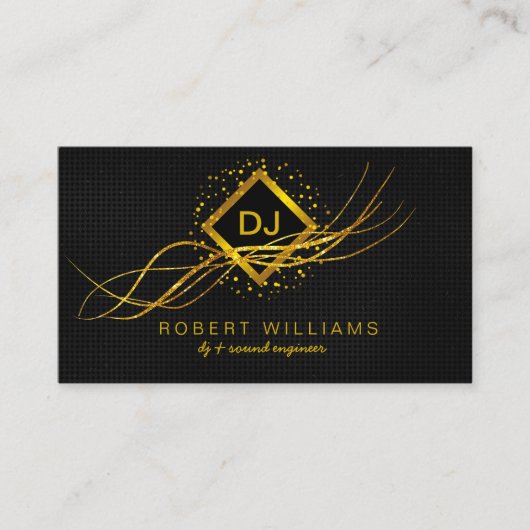 Carte De Visite DJ Deejay Professional Gold Faux Professeur de mus (Devant)
