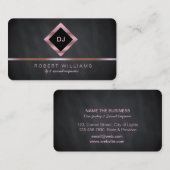Carte De Visite DJ Deejay Professional Rose Gold Faux Music Busine (Devant / Derrière)