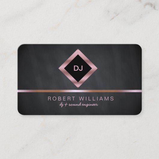 Carte De Visite DJ Deejay Professional Rose Gold Faux Music Busine (Devant)