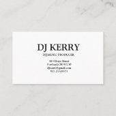 Carte De Visite DJ Disk Jockey Electronic (Dos)