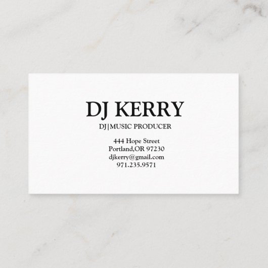 Carte De Visite DJ Disk Jockey Electronic (Dos)