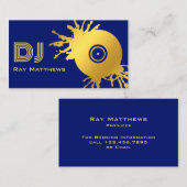 Carte De Visite DJ disque Abstrait Blue Gold Music (Devant / Derrière)