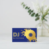 Carte De Visite DJ disque Abstrait Blue Gold Music (Debout devant)