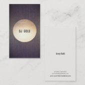 Carte De Visite DJ Faux Gold Leaf Circle Wood Music (Devant / Derrière)