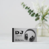 Carte de visite DJ gris casque (Debout devant)
