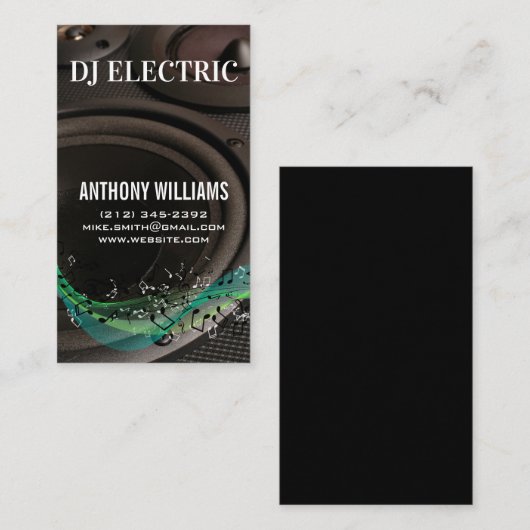 Carte De Visite DJ | Haut-parleurs | Ingénieur du son (Devant / Derrière)
