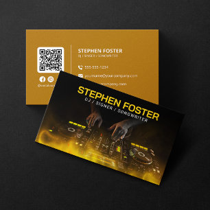Carte De Visite DJ Jaune Signer Musicien Deejay Producteur de Musi