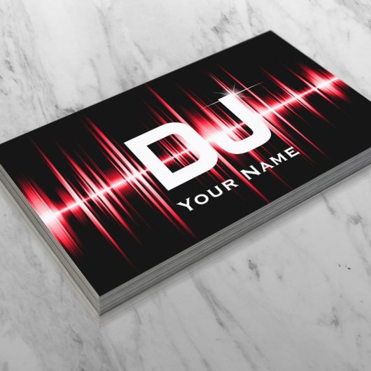 Carte De Visite DJ Modern Red Beats Professional Deejay Music