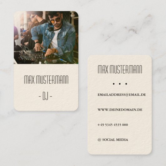 Carte de visite DJ moderne avec sa propre photo (Devant / Derrière)