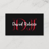 Carte De Visite DJ Monogram Bold Black & Red Professional (Devant)
