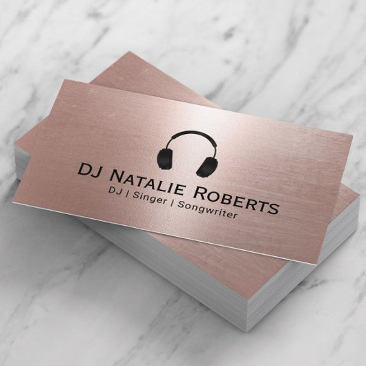 Carte De Visite DJ Music Deejay Modern Blush Rose Gold
