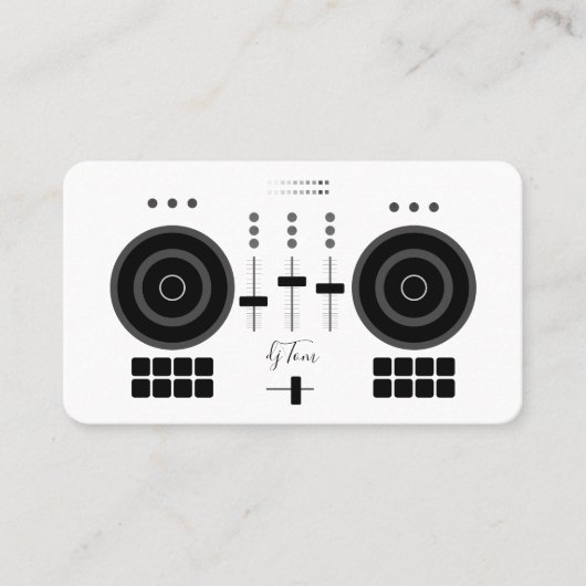 Carte De Visite DJ noir et blanc moderne (Devant)