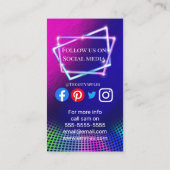 Carte De Visite DJ party planner lueur bâton disco karaoké club (Dos)