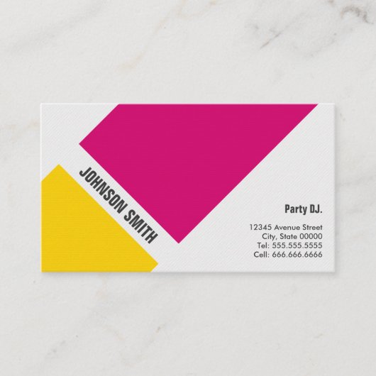Carte De Visite DJ Party - Simple rose jaune (Devant)