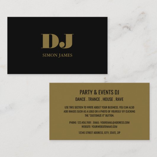 Carte de visite DJ professionnel élégant (Devant / Derrière)