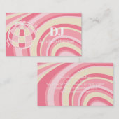 Carte De Visite DJ Retro Super Wave Disco Ball rose (Devant / Derrière)