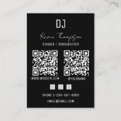 Carte De Visite DJ Singer Songwriter Music 2 QR Code Professional  (Dos)