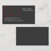 Carte De Visite DJ Stylish Grey Arrière - plan Red Professional (Devant / Derrière)