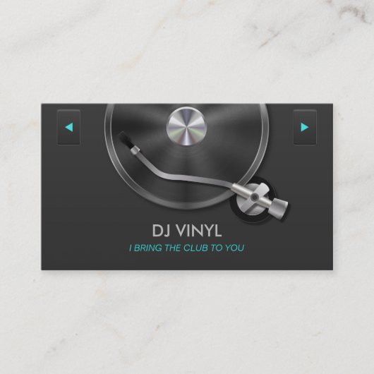 Carte De Visite DJ Tourne-disque Music Moderne Clean Grey & Silver (Devant)