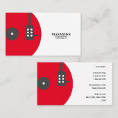 Carte De Visite DJ Vinyl Record Rouge moderne (Devant / Derrière)