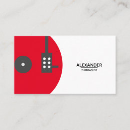 Carte De Visite DJ Vinyl Record Rouge moderne