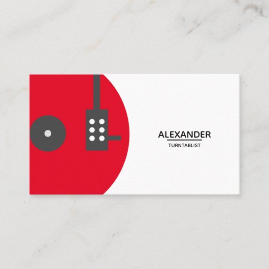 Carte De Visite DJ Vinyl Record Rouge moderne (Devant)
