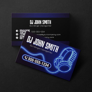 Carte De Visite Djs Chanteur Compositeur Casque Audio Neon Musique