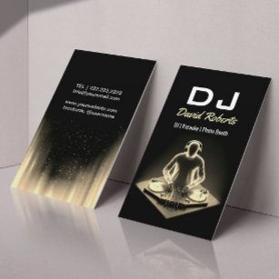 Carte De Visite DJ's Karaoke Modern Black Gold Music Event