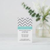 Carte De Visite Dk Gray White LG Chevron Turquoise (Debout devant)