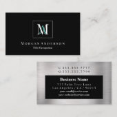 Carte De Visite do-it-yourself Blanc/Turquoise Nom du monogramme B (Devant / Derrière)