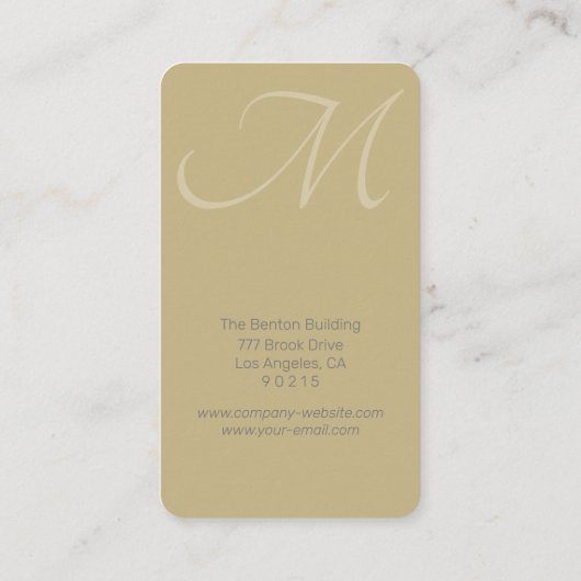 Carte De Visite do-it-yourself Info Monogramme, Élégant Marbre Noi (Dos)