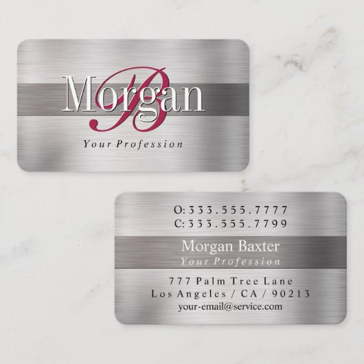 Carte De Visite do-it-yourself Maroon Monogramme Nom, Lt & Dk Bros (Devant / Derrière)