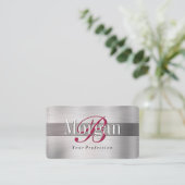 Carte De Visite do-it-yourself Maroon Monogramme Nom, Lt & Dk Bros (Debout devant)