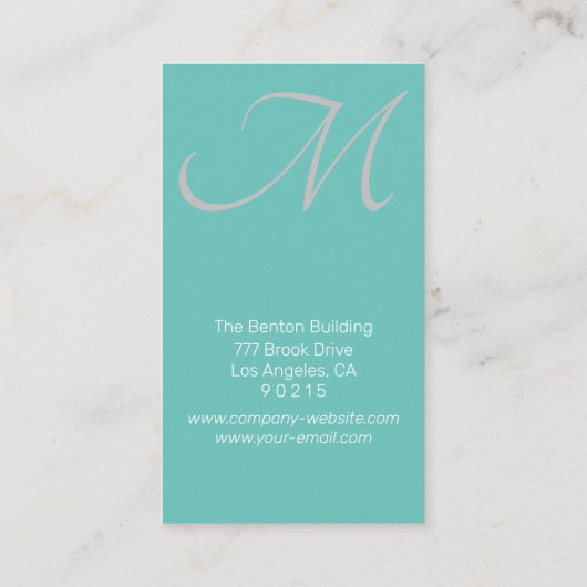 Carte De Visite do-it-yourself Monogramme, Elégant, Marbre noir &  (Dos)