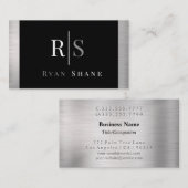 Carte De Visite do-it-yourself Monogramme et nom blanc et gris, no (Devant / Derrière)