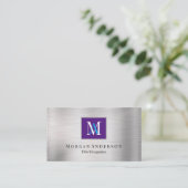 Carte De Visite do-it-yourself Nom du monogramme blanc/bleu, Royal (Debout devant)