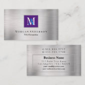 Carte De Visite do-it-yourself Nom du monogramme blanc/bleu, Royal (Devant / Derrière)