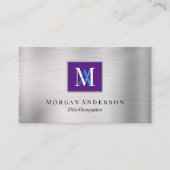 Carte De Visite do-it-yourself Nom du monogramme blanc/bleu, Royal (Devant)