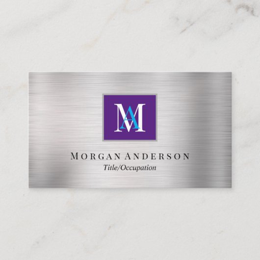 Carte De Visite do-it-yourself Nom du monogramme blanc/bleu, Royal (Devant)